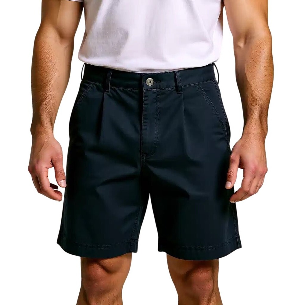 Roundtree & Yorke Mens Classic Fit Pleated‎ Shorts Navy Blue Size 30 NWT